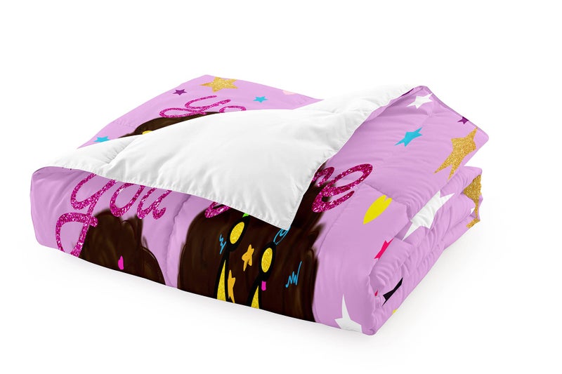 Jiospet Black Girl Comforter Sets Twin -African Girls Comforter for Kids Cute Bedding Sets for Princess Room Decor for Girls Bedroom - Image 4