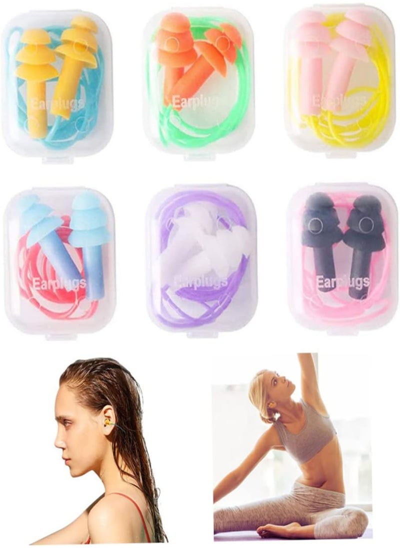 GGOOT Silicone Earplugs Soft Waterproof Noise Reduction Ear Plugs Sound Blocking Earplugs with Cord 6pairs, Silicone Earplugs, Corded Ear Plugs, Noise Reduction Earplugs  - Image 4
