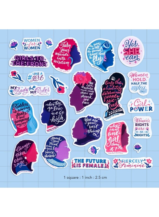 Navy Peony - Notable Women Quote Stickers (26 Pieces) - Feminist, Purple-Themed, Silhouettes | Inspirational Empowerment Stickers For Laptops, Water Bottles, Gifts - Image 1