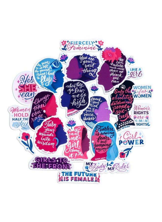 Navy Peony - Notable Women Quote Stickers (26 Pieces) - Feminist, Purple-Themed, Silhouettes | Inspirational Empowerment Stickers For Laptops, Water Bottles, Gifts - Image 1