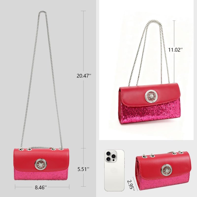Gosect Small Quilted Crossbody Bags Purse for Women,Trendy Ladies Shoulder Handbag with Chain Designer,Phone Wallet Purse red - Image 3