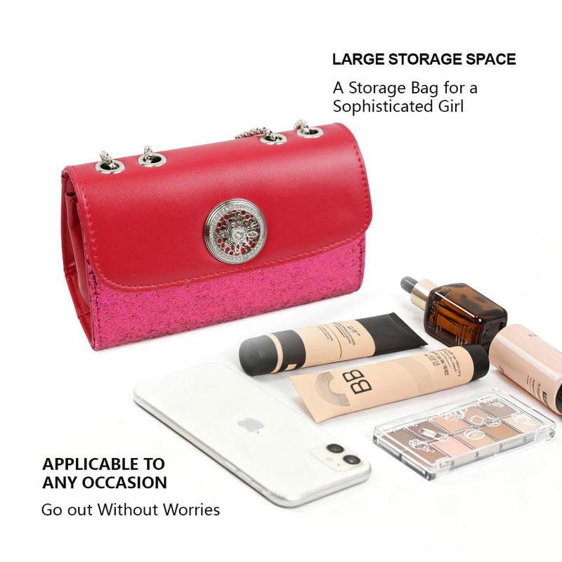 Gosect Small Quilted Crossbody Bags Purse for Women,Trendy Ladies Shoulder Handbag with Chain Designer,Phone Wallet Purse red - Image 5