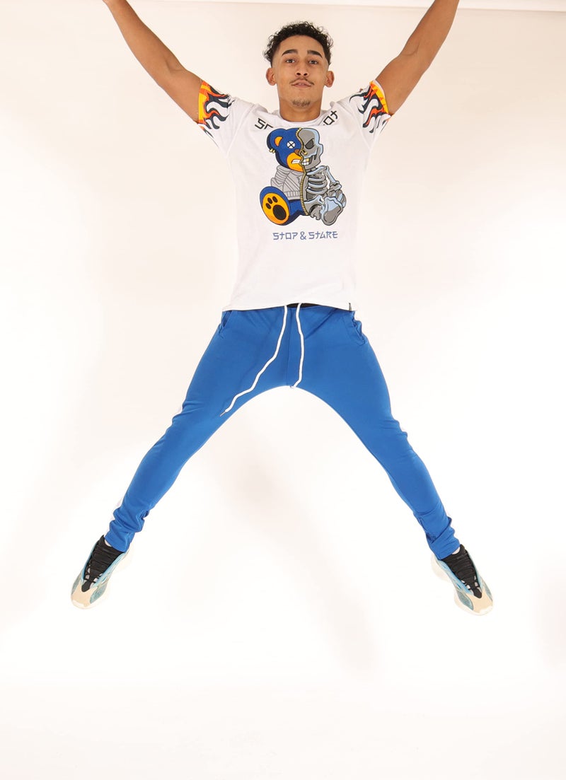 SCREENSHOT Men's Athletic Fitness Slim Fit Workout Track Pants BASIC S41700-Royal-Small - Image 4