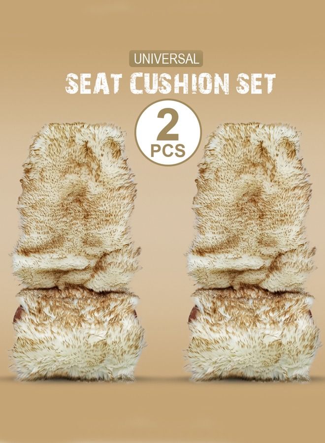 Agc 2 Piece Seat Sheepskin Fur Car Seat Covers Universal Size Long Wool Car Seat Cushion for Adult Man and Women - Image 1