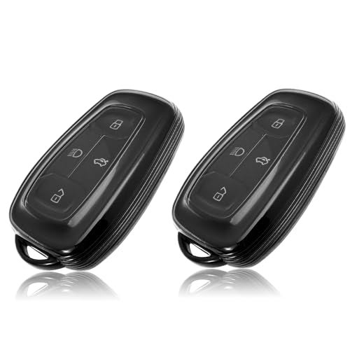 JVCV® 2 Pack Soft TPU Transparent Black Key Cover Compatible with Tata Nexon Harrier Safari Altroz Tiago EV Tigor Punch Punch EV Nexon EV 4 Button Smart Key | Shockproof Slim Case (Transparent Black). - Image 1