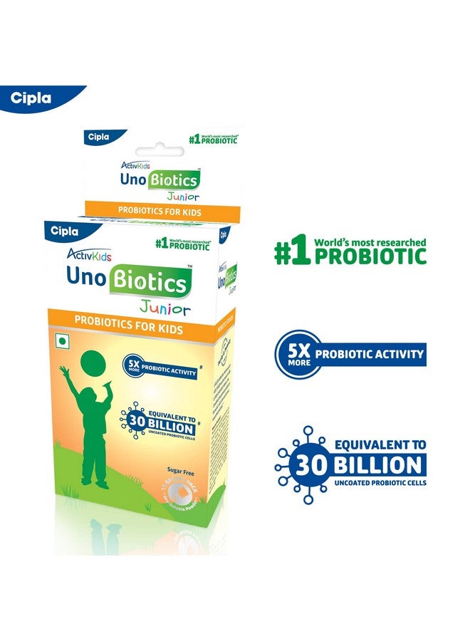 Cipla ActivKids Unobiotics Junior With 5X More Probiotic Activity |Powder Helps Build Immunity & Refills Good Bacteria|Probiotics for Kids - 10 Sachets, 1 count, 10 servings - Image 2