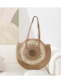 New Minimalist Circular Single Shoulder Grass Woven Bag Woven Bag