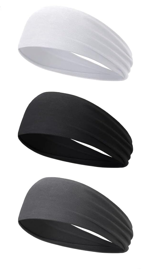 PAROPKAR Multi Sport Camo Headband Sweat Absorbing Wide Basketball Football Cycling Running Gym Yoga Workout Headband for Men Women Pack of 3 (Black Neon White) - Image 1