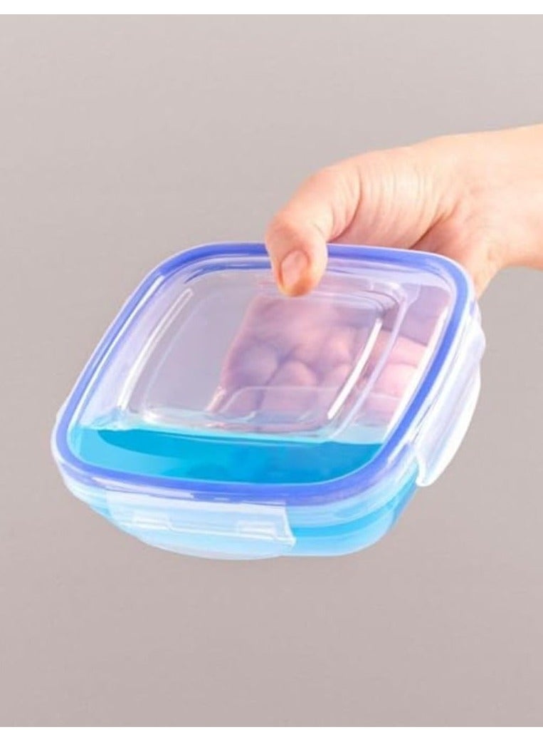 طقم أوعية بلاستيك مربعة قابلة لإعادة الاستخدام من دنيا يمكن استخدامها لتخزين الطعام وتحضير بقايا الطعام طقم مكون من 5 قطع بأحجام مختلفة (500-900-1500-2400-3750 مل) شفاف - Image 3