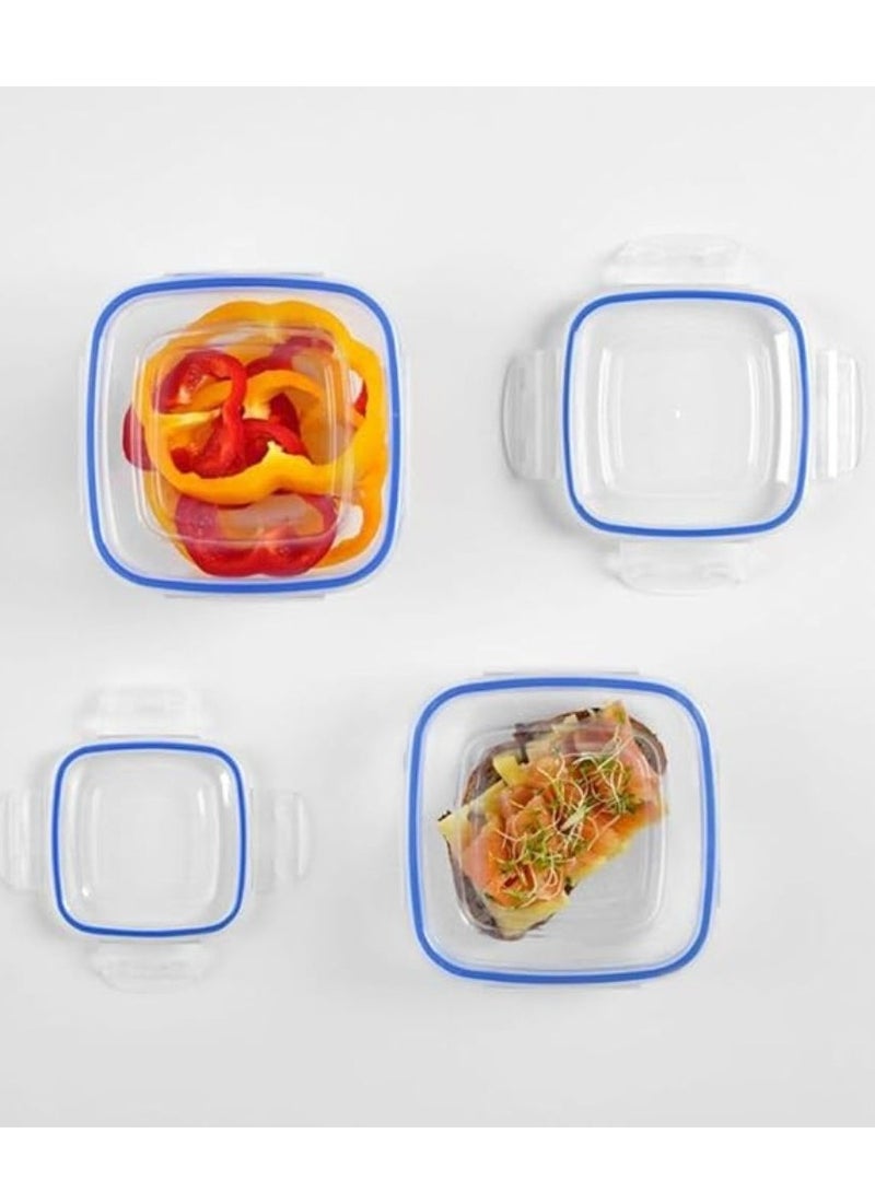 طقم أوعية بلاستيك مربعة قابلة لإعادة الاستخدام من دنيا يمكن استخدامها لتخزين الطعام وتحضير بقايا الطعام طقم مكون من 5 قطع بأحجام مختلفة (500-900-1500-2400-3750 مل) شفاف - Image 4