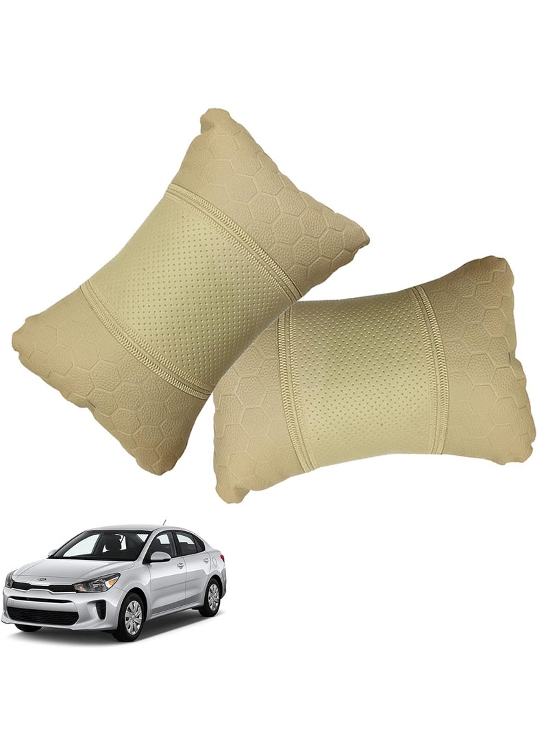 Adroitz Adroitz Car Neck Rest Football Design Beige PillowCushion Set of 2 for Rio_PR484  - Image 1