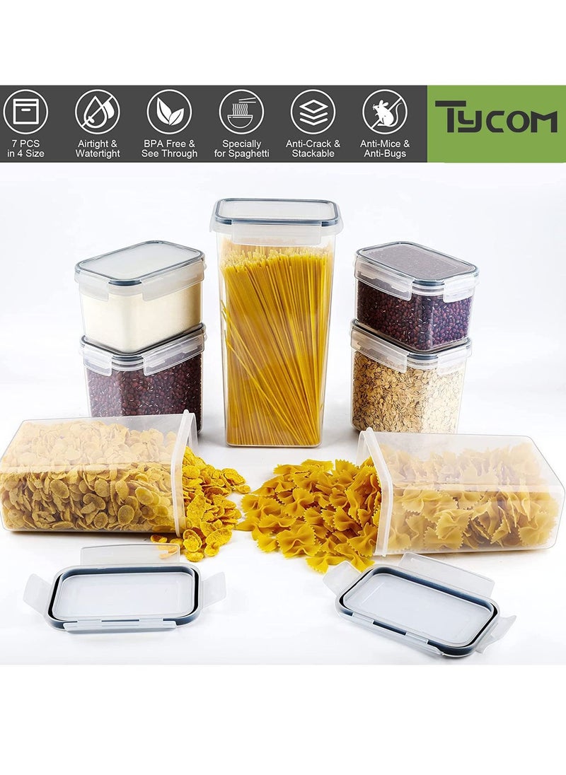 TYCOM Food Storage Containers  Wil done Cereal  Dry Food Storage Containers Set of 7 with Easy Locking Lids for Kitchen Pantry Organization Storage.  - Image 4