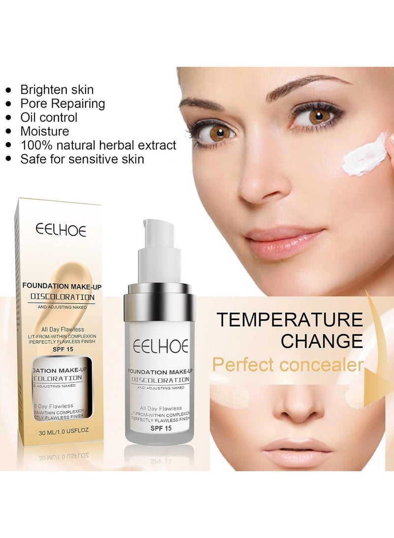 EELHOE Foundation Makeup Naturally Liquid Foundation Full Coverage Concealer Great Long-lasting Moisturizing, Waterproof, Sweat-proof, No Makeup Loss, Temperature Change Brightening Skin color - Image 3