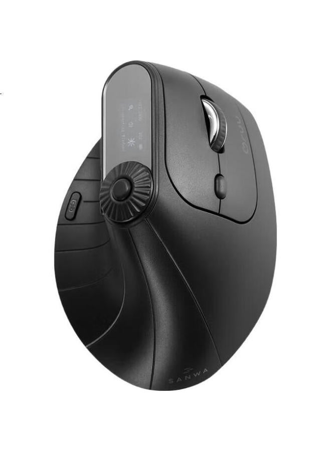 SANWA SUPPLY Sanwa Ergonomic 3-Mode Mouse Wireless Bluetooth Wired 3-Mode With Display Screen With Scroll Wheel 6 Adjustable Settings 9 Button 4 Dpi Levels Office Gaming 2-Dp - Image 3