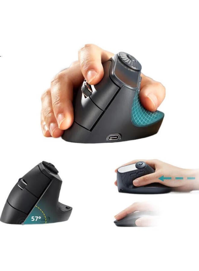 SANWA SUPPLY Sanwa Ergonomic 3-Mode Mouse Wireless Bluetooth Wired 3-Mode With Display Screen With Scroll Wheel 6 Adjustable Settings 9 Button 4 Dpi Levels Office Gaming 2-Dp - Image 2