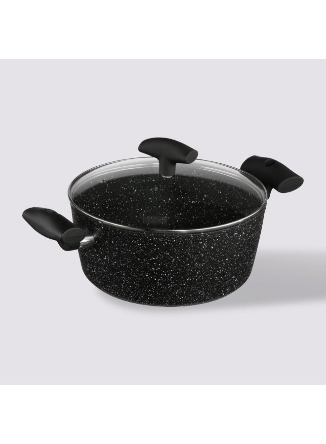 Five Simply Smart Caractere Forged Aluminium Casserole Dish with Lid Black and Clear 24 cm 111008 - Image 1