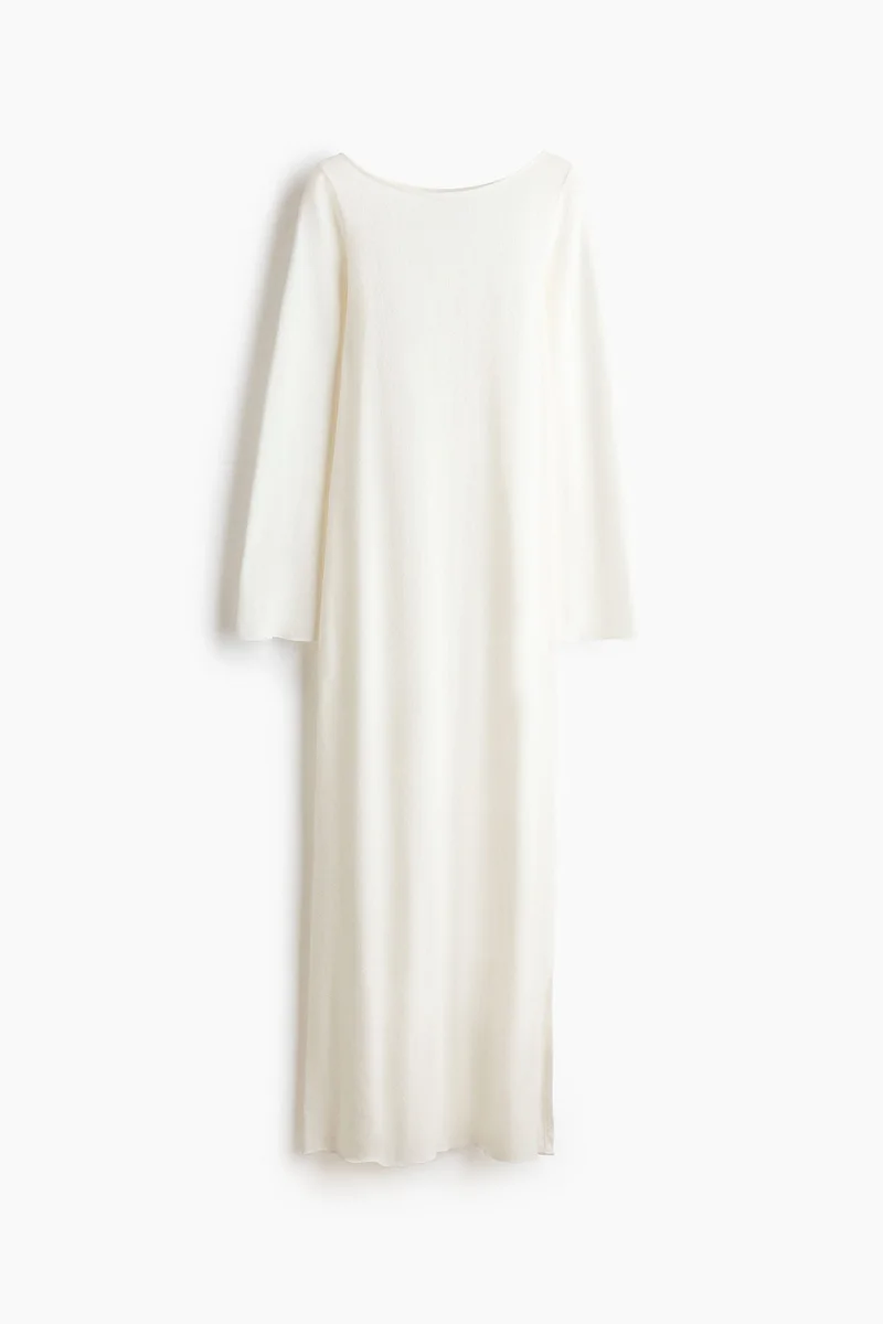 Fine-knit boat-neck dress