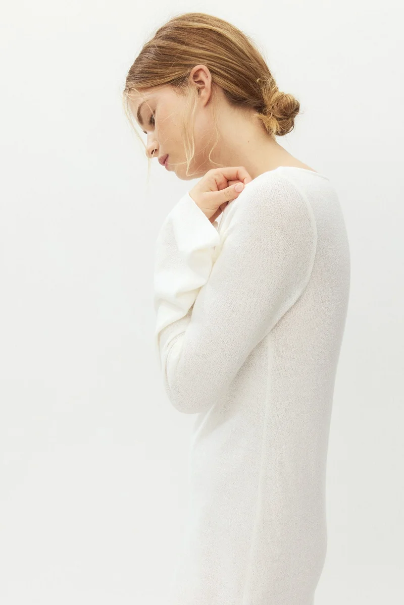 H&M  Fine-knit boat-neck dress for Women | Best Price UAE