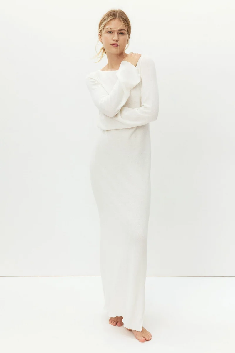 H&M  Fine-knit boat-neck dress for Women | Best Price UAE