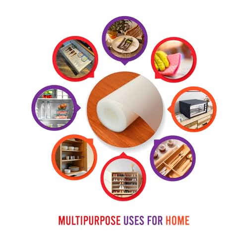 Bulfyss URBANFIX Multipurpose 45cm x 5m Super Strong EVA Anti-Slip Bathroom Kitchen Cabinet Placemats Shelf Mat Liner Sheets Roll, Fridge Mat, Table Mat (45cm X 5 Meters Roll, Transparent White) - Image 4