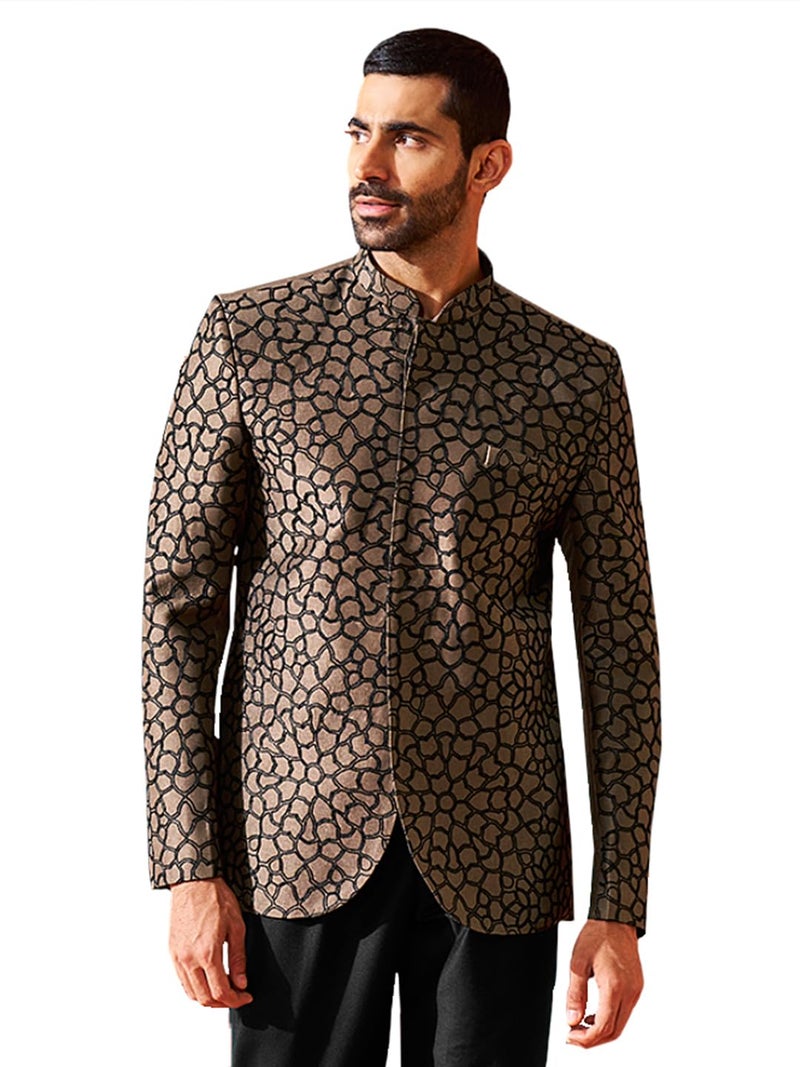VASTRAMAY Men's Coffee Silk Blend Jodhpuri, Silk Blend Embroidered Jodhpuri for Men, Traditional Indian Wear for Weddings & Festivals - Image 1