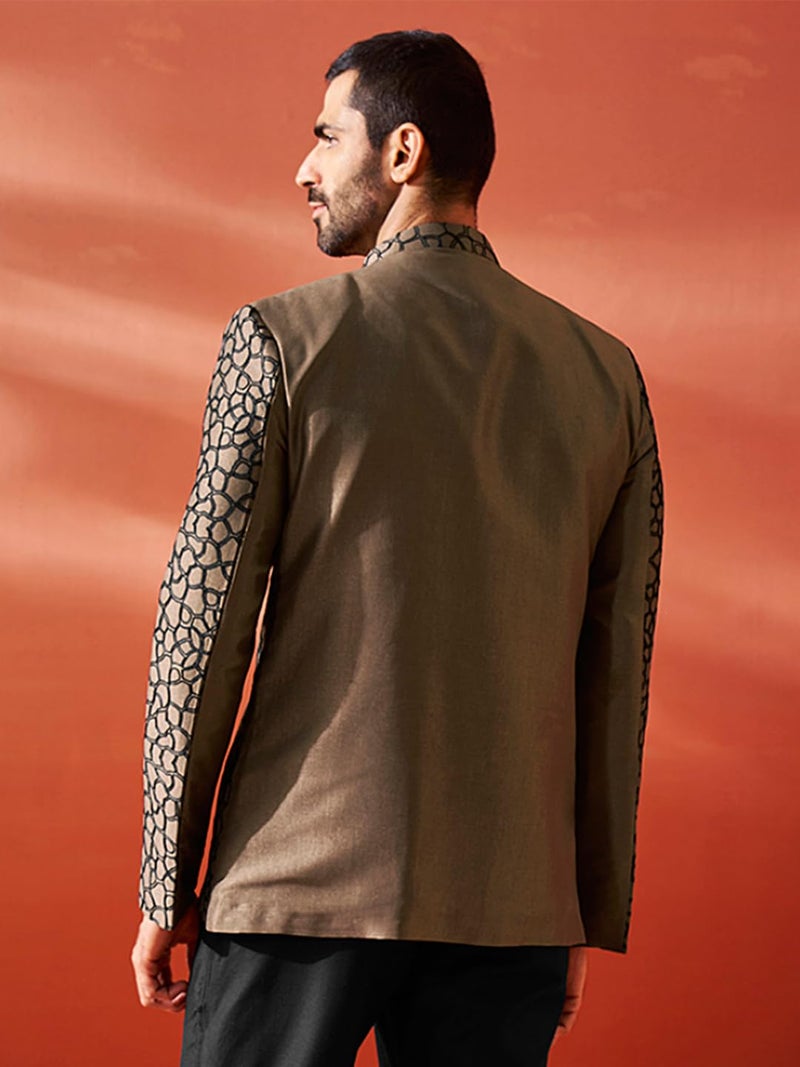 VASTRAMAY Men's Coffee Silk Blend Jodhpuri, Silk Blend Embroidered Jodhpuri for Men, Traditional Indian Wear for Weddings & Festivals - Image 5