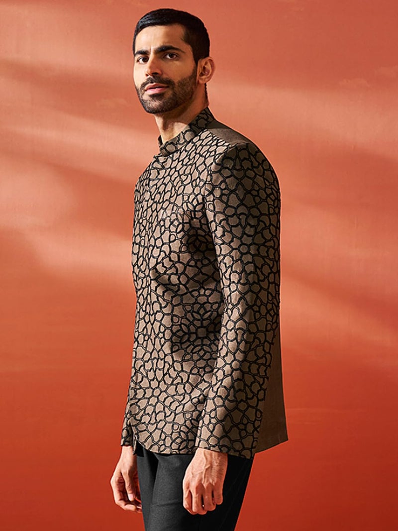 VASTRAMAY Men's Coffee Silk Blend Jodhpuri, Silk Blend Embroidered Jodhpuri for Men, Traditional Indian Wear for Weddings & Festivals - Image 4