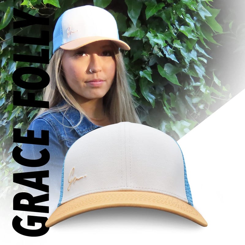 Grace Folly قبعات شاحنة جريس فوللي لشاطئ النساء - قبعة بيسبول سناب باك للصيف (كلاسيك بلو & بيتش) - Image 4