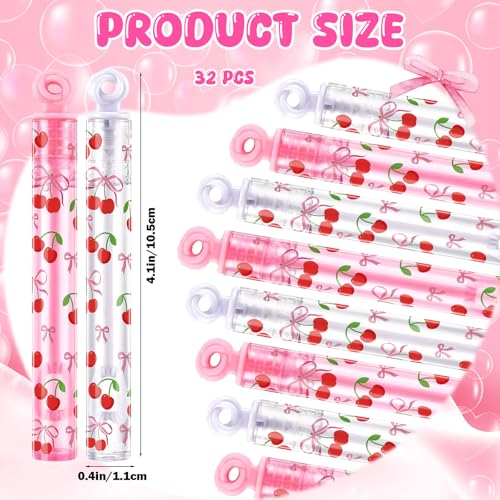 Rotatingpals 32 Pcs Cherry Themed Bubble Wands Sweet Bubbles Party Favors for Adult Summer Activity Birthday Party Goodie Bag Stuffers Gifts Wedding Supplies - Image 5