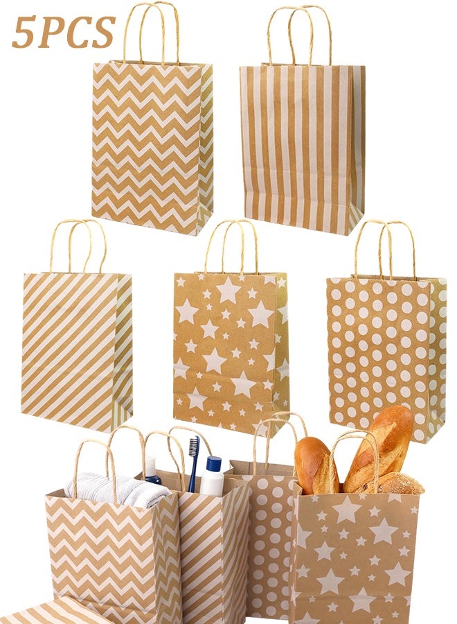 Gift Bags, 5 Pack Paper Party Favor Bags with Handles, 22 x 16 x 8cm, Suitable for Children's Birthday Parties, Weddings and Candy Bars - Image 1