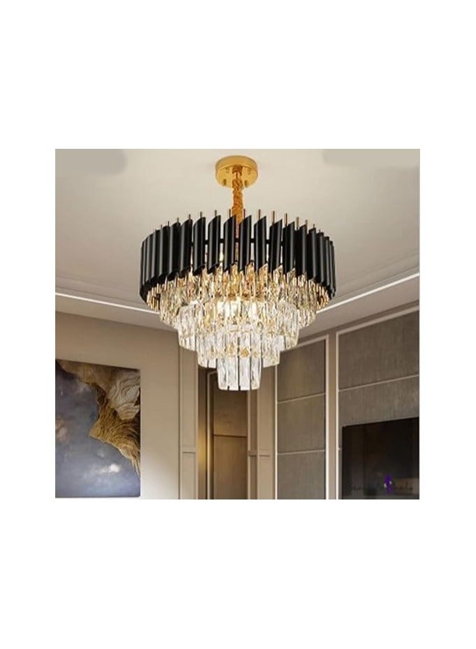 Modern Crystal Chandeliers Gold Black Crystal Chandeliers 3-Tier Round Crystal Chandelier Ceiling Light Fixture Crystal Pendant Light Fixture for Dining Room,500MM SIZE, (Bulb Not Included)  - Image 2