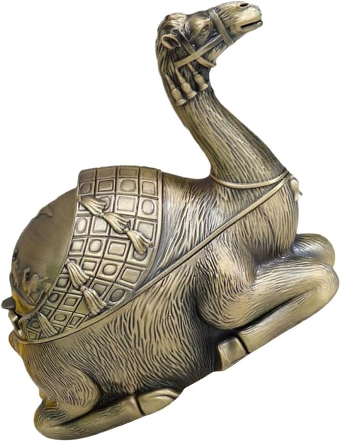 Vintage Camel Ashtray with Lid Windproof Metal Ash Container Indoor Outdoor Smoking Accessory - Image 1