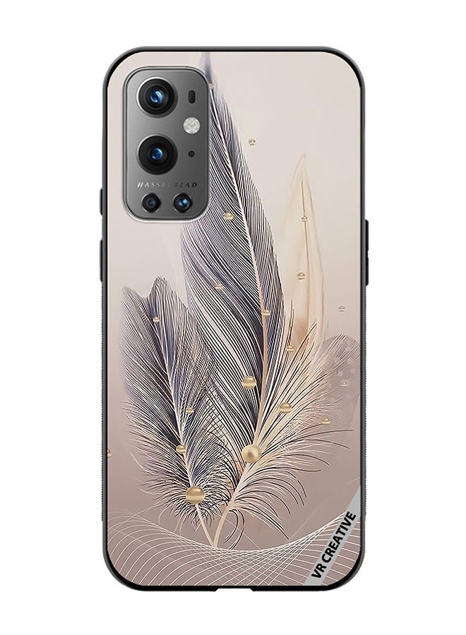 VR CREATIVE Protective Case Cover For OnePlus 9 Pro Feather Leaf Art Design Multicolour - Image 1