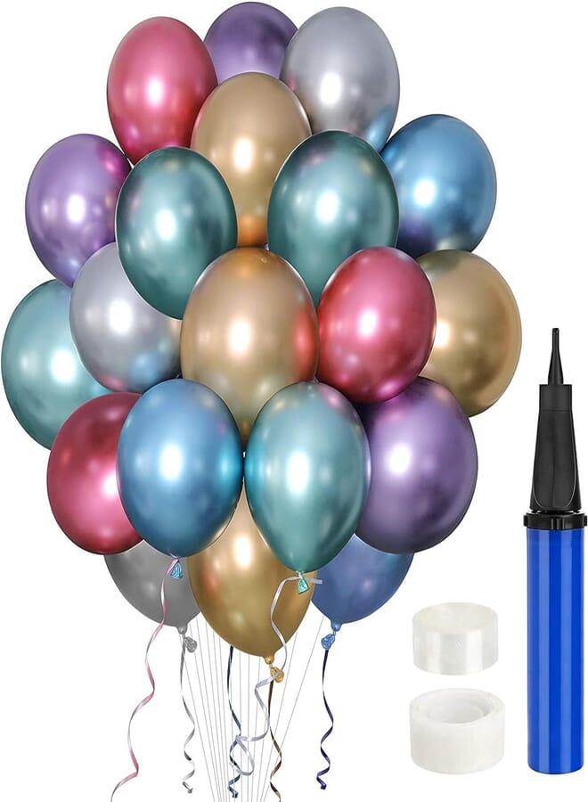 Secret 60pcs Balloons Metallic 12 Inch Shiny Latex Balloons Thick Chrome Metallic Inflatable Balloons Birthday Party Decoration Wedding Vintage Decoration