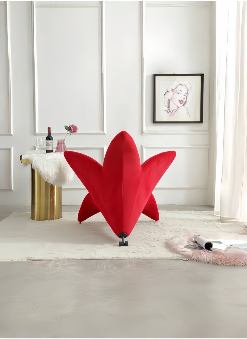 Generic - Red Velvet Armchair Lounge Chair featuring Flower Design for Dining in Home or Hotel Living Room Sofa - Image 1