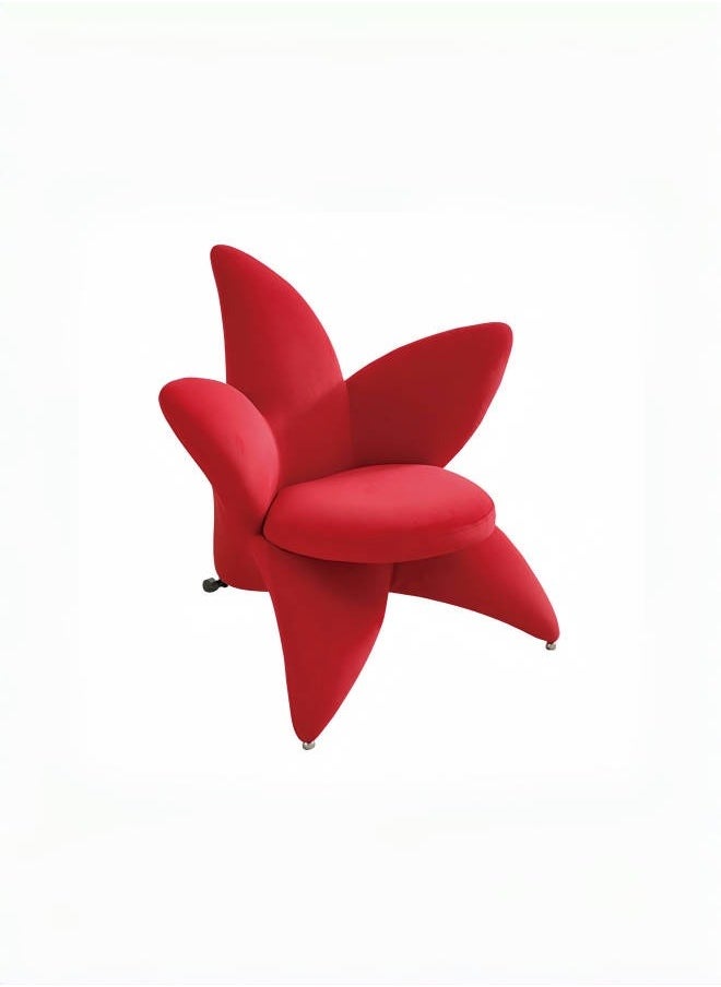 Generic - Red Velvet Armchair Lounge Chair featuring Flower Design for Dining in Home or Hotel Living Room Sofa - Image 1