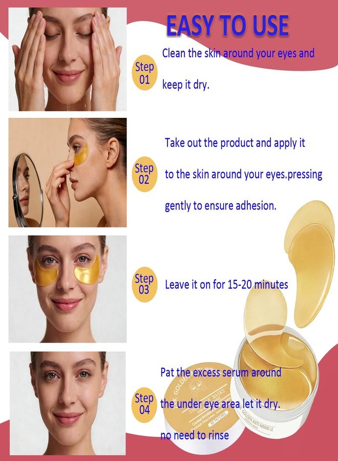Lyjinbc Under Eye Patches Masks - for Puffy Eyes, Dark Circles, Eye Bags and Wrinkles with Collagen & Hyaluronic Acid Hydrogel Under Eye Mask for Women and Men - Image 4