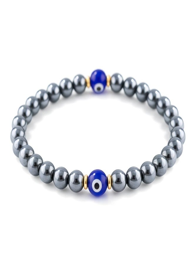 Fenye Evil Eye Bracelets for Men Women, Hematite Protection Bracelet, Handmade Good Luck Charm Jewelry Gift - Image 1