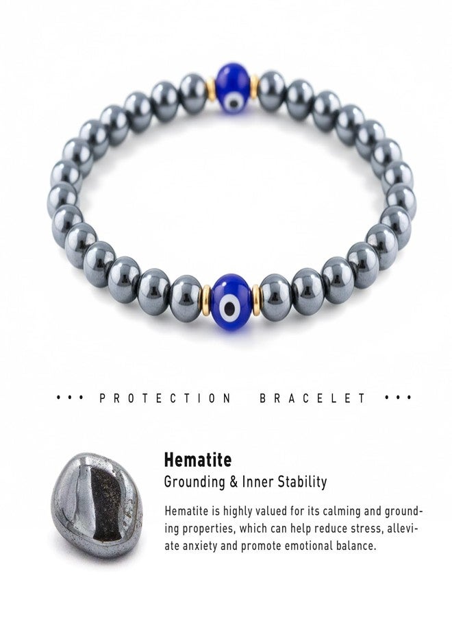 Fenye Evil Eye Bracelets for Men Women, Hematite Protection Bracelet, Handmade Good Luck Charm Jewelry Gift - Image 3