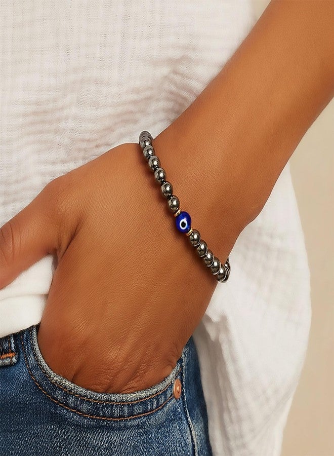 Fenye Evil Eye Bracelets for Men Women, Hematite Protection Bracelet, Handmade Good Luck Charm Jewelry Gift - Image 5