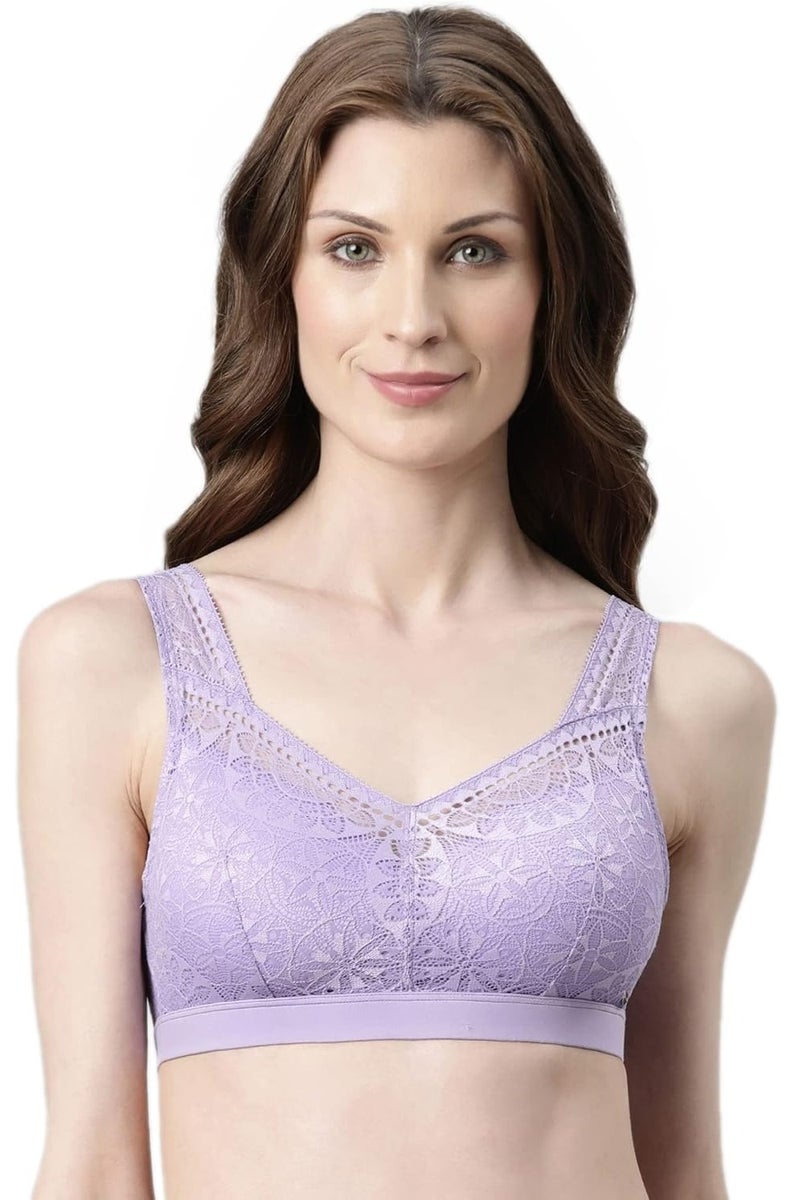 enamor Women Full Covered Non-Wire Casual T-shirt Bra Nylon Blend Violet Tulip - Image 1