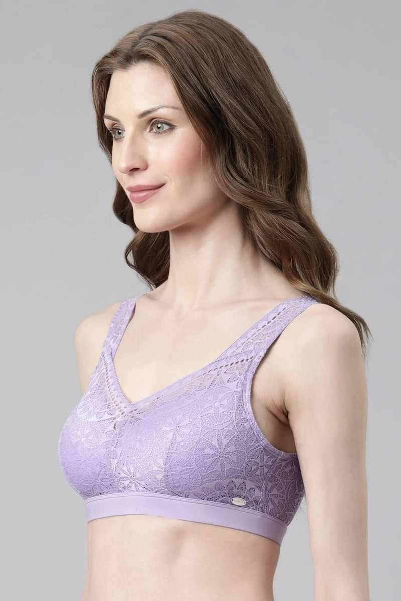 enamor Women Full Covered Non-Wire Casual T-shirt Bra Nylon Blend Violet Tulip - Image 4