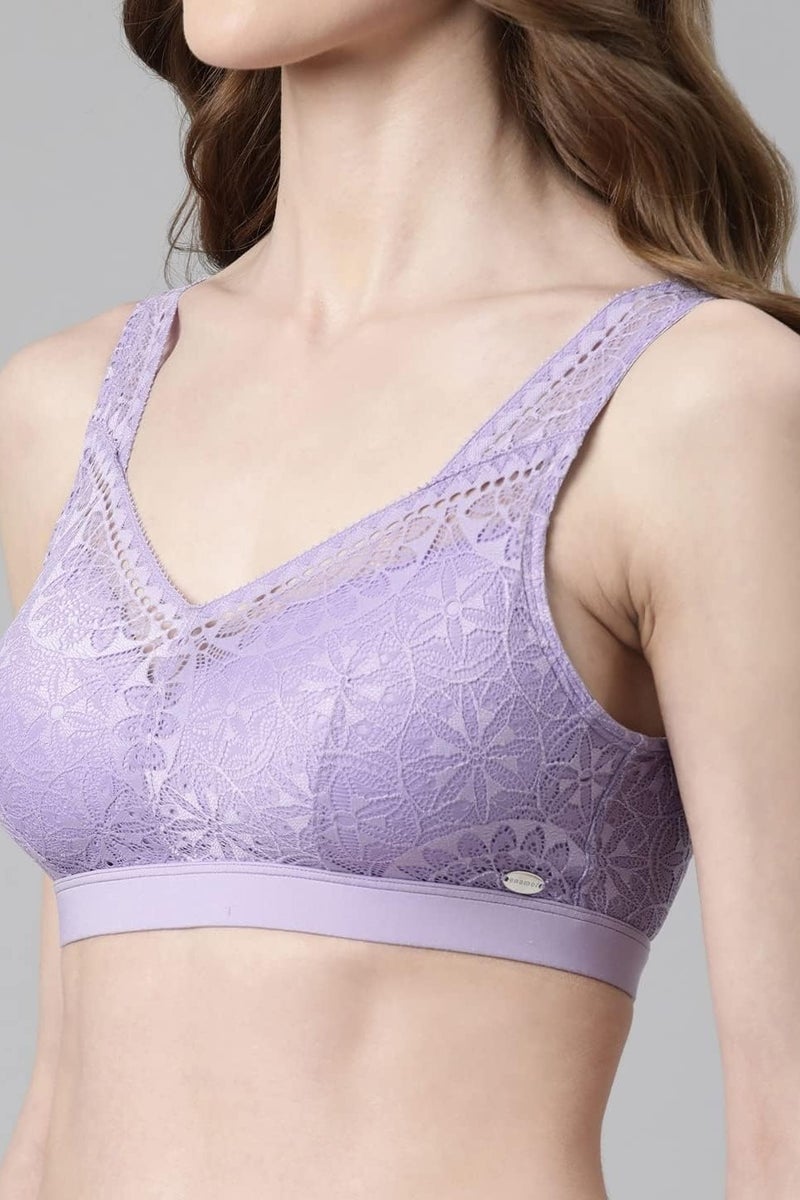 enamor Women Full Covered Non-Wire Casual T-shirt Bra Nylon Blend Violet Tulip - Image 5