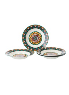 Hic deep porcelain dinner plates 4 Piece with Turquoise/Yellow 22 cm  - Image 1