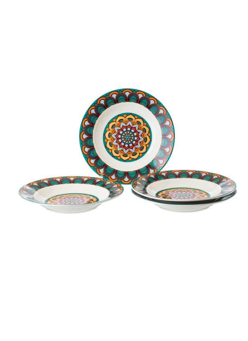 Hic - deep porcelain dinner plates 4 Piece with Turquoise/Yellow 22 cm - Image 1