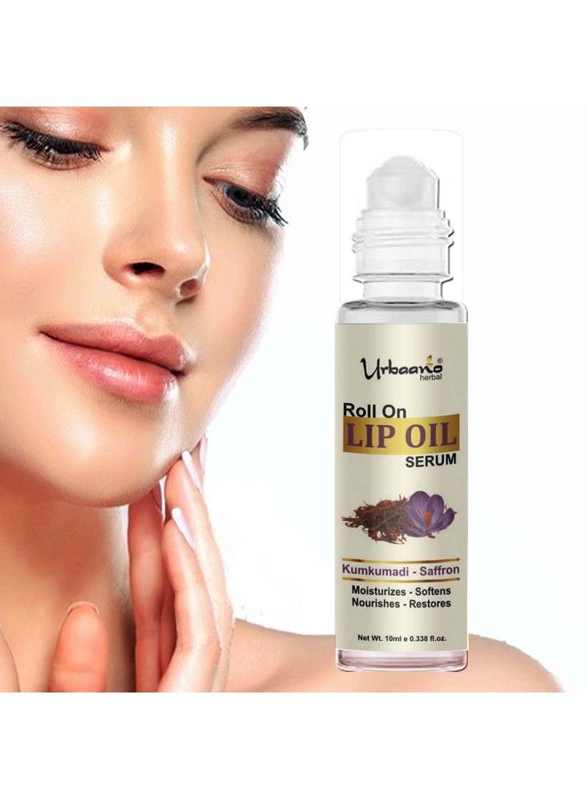 Urbaano herbal Kumkumadi Lip Oil Serumroll On Tint Freetransparent Hydrates Softens Restores Natural Colour To Dark Dry Pigmented And Chapped Lips For Men Women & Teenagers 10Ml - Image 1