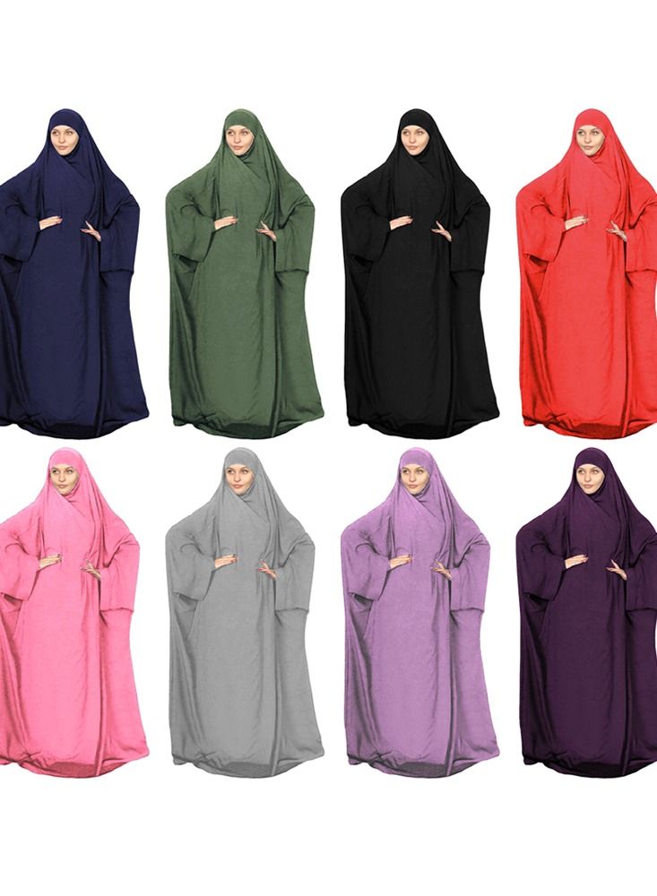 Long Sleeves Abaya With Hijab Green  - Image 2