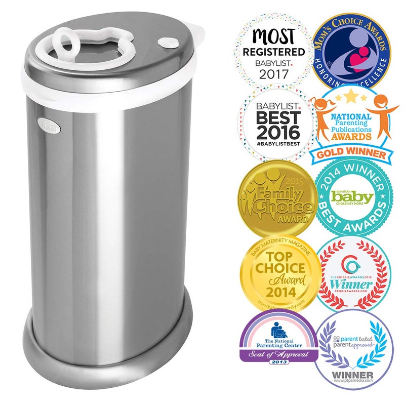 Ubbi Money Saving, Awards Winning, Modern Design Registry Must Have Nappy Pail, Chrome, 1 Count Pack of 1, 10027, Silver - Image 2