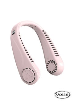 Ocean Portable Leafless Hanging Neck Fan USB Rechargeable Fashion Fan Pink  - Image 1
