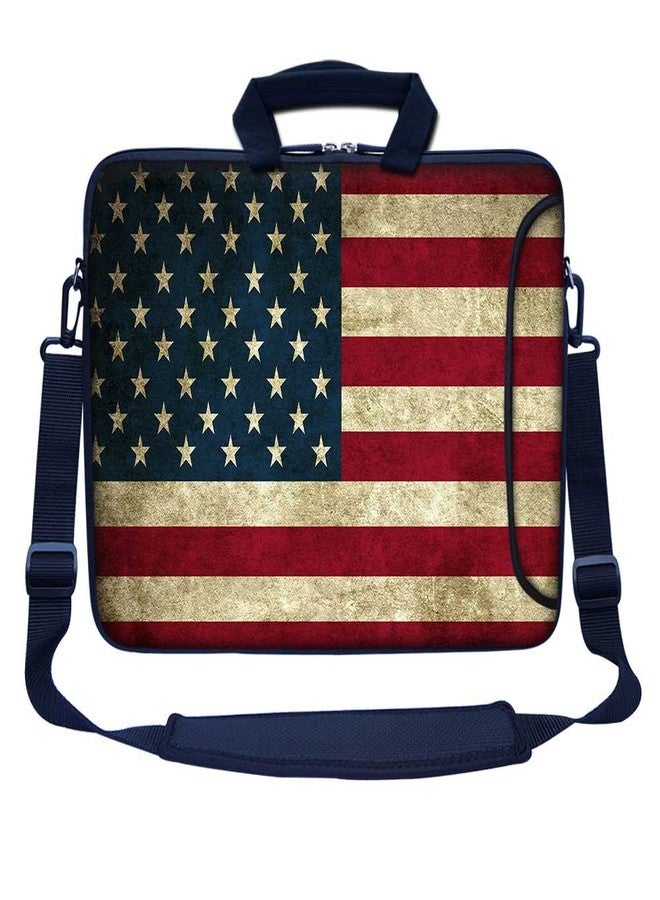 Meffort Inc 15.6 Inch Neoprene Laptop Bag - Water Resistant, Reinforced Zipper, Adjustable Shoulder Strap, Extra Side Pocket, Fits 15 to 15.6 Inch Laptops - USA Flag - Image 1